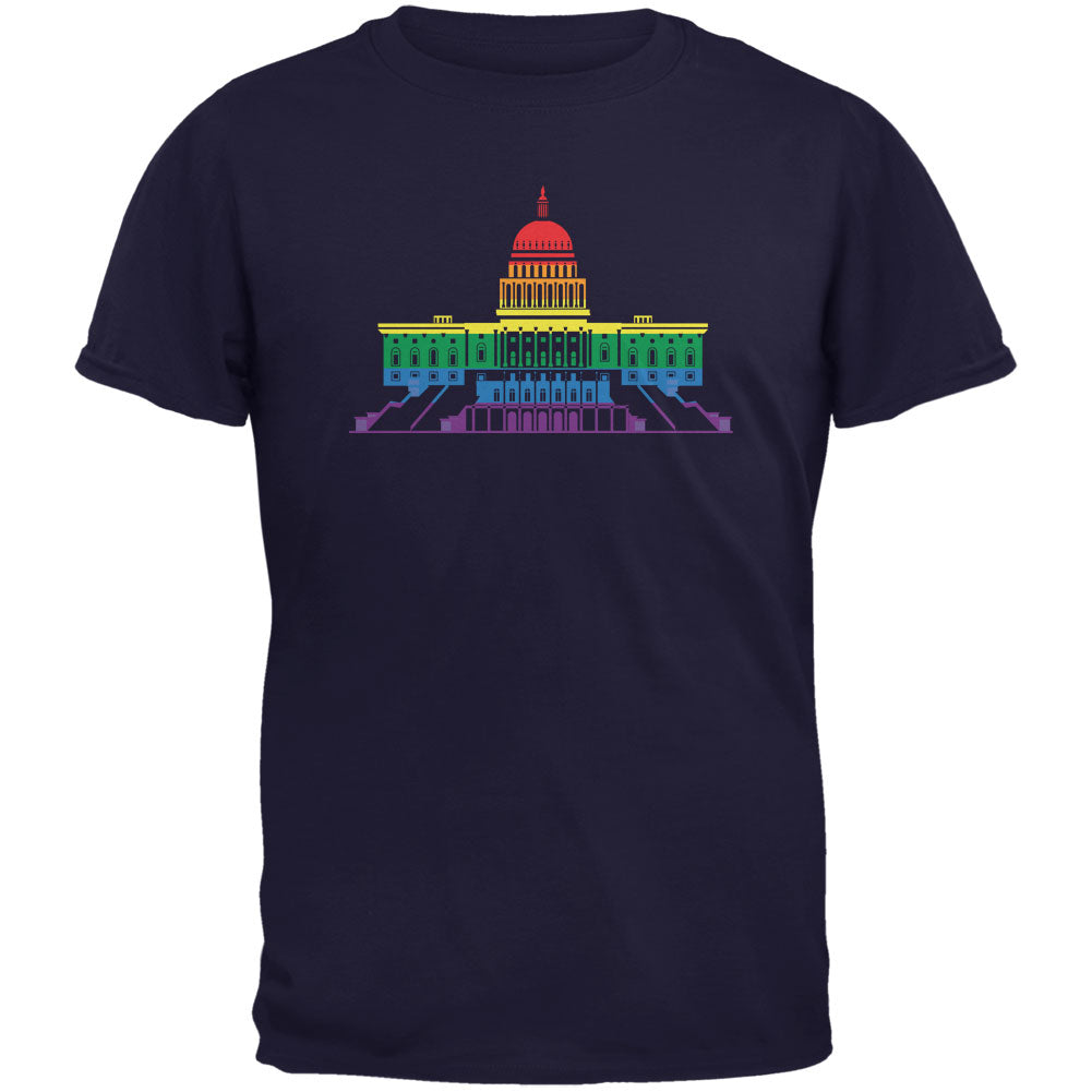 LGBT Gay Pride Capitol Building USA Navy Adult T-Shirt Men's T-Shirts LGBT 2XL Dark Blue 