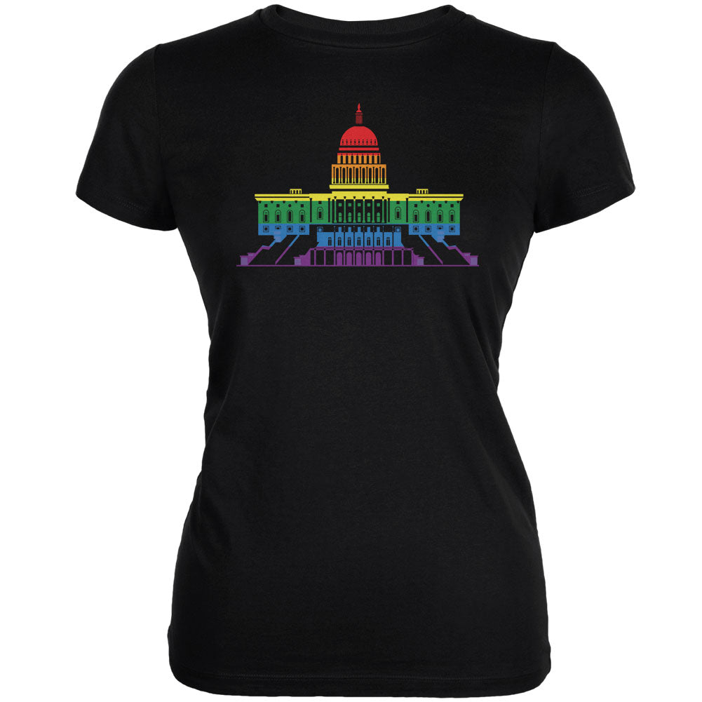 LGBT Gay Pride Capitol Building USA Black Juniors Soft T-Shirt Juniors T-Shirts LGBT 2XL Black 