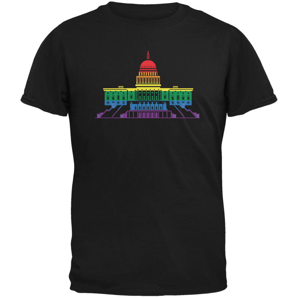 LGBT Gay Pride Capitol Building USA Black Adult T-Shirt Men's T-Shirts LGBT 2XL Black 