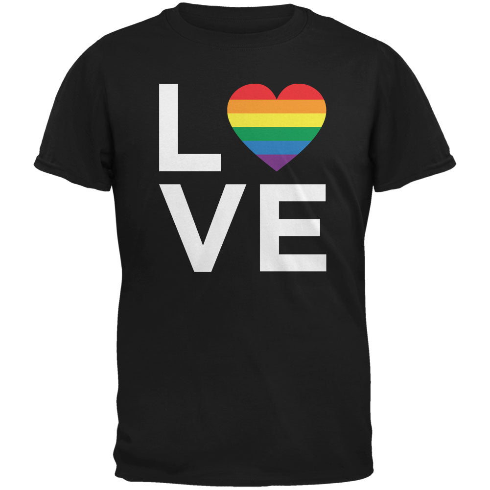 LGBT Love Stacked Heart Black Adult T-Shirt Men's T-Shirts LGBT 2XL Black 