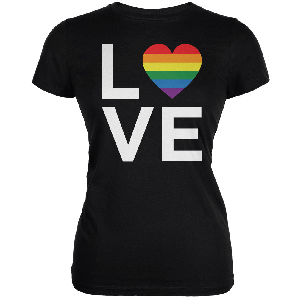 LGBT Love Stacked Heart Black Juniors Soft T-Shirt Juniors T-Shirts LGBT 2XL Black 