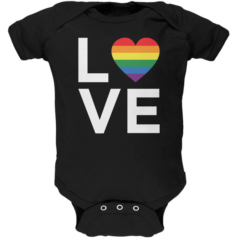 LGBT Love Stacked Heart Black Soft Baby One Piece Baby One Piece LGBT 0-3M Black 