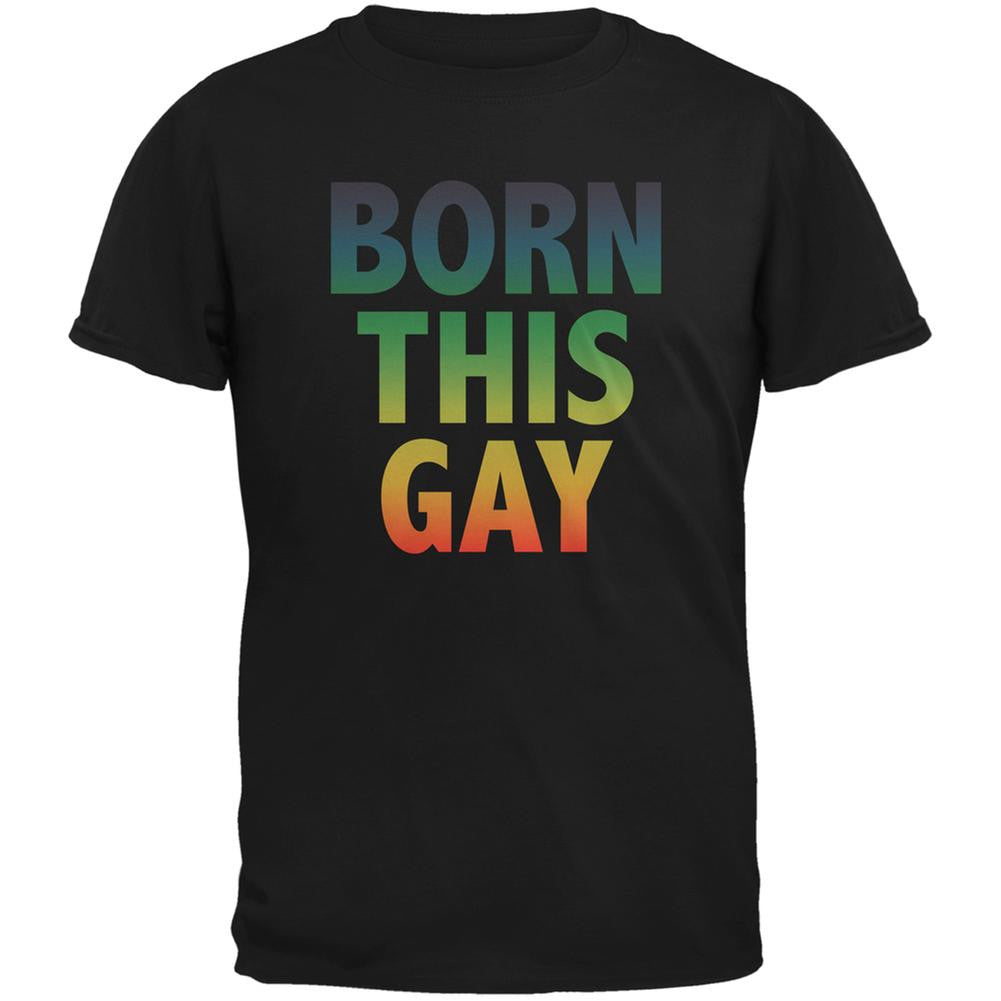 Gay Pride LGBT Born This Gay Black Adult T-Shirt Men's T-Shirts Old Glory 2XL Black 