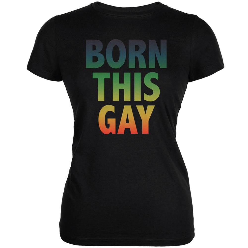 Gay Pride LGBT Born This Gay Black Juniors Soft T-Shirt Juniors T-Shirts Old Glory 2XL Black 