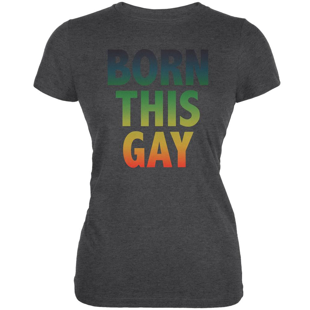 Gay Pride LGBT Born This Gay Dark Heather Juniors Soft T-Shirt Juniors T-Shirts Old Glory 2XL Grey 