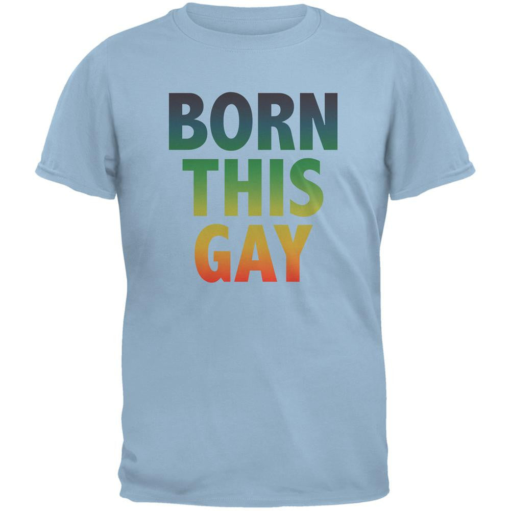 Gay Pride LGBT Born This Gay Light Blue Adult T-Shirt Men's T-Shirts Old Glory 2XL Blue 