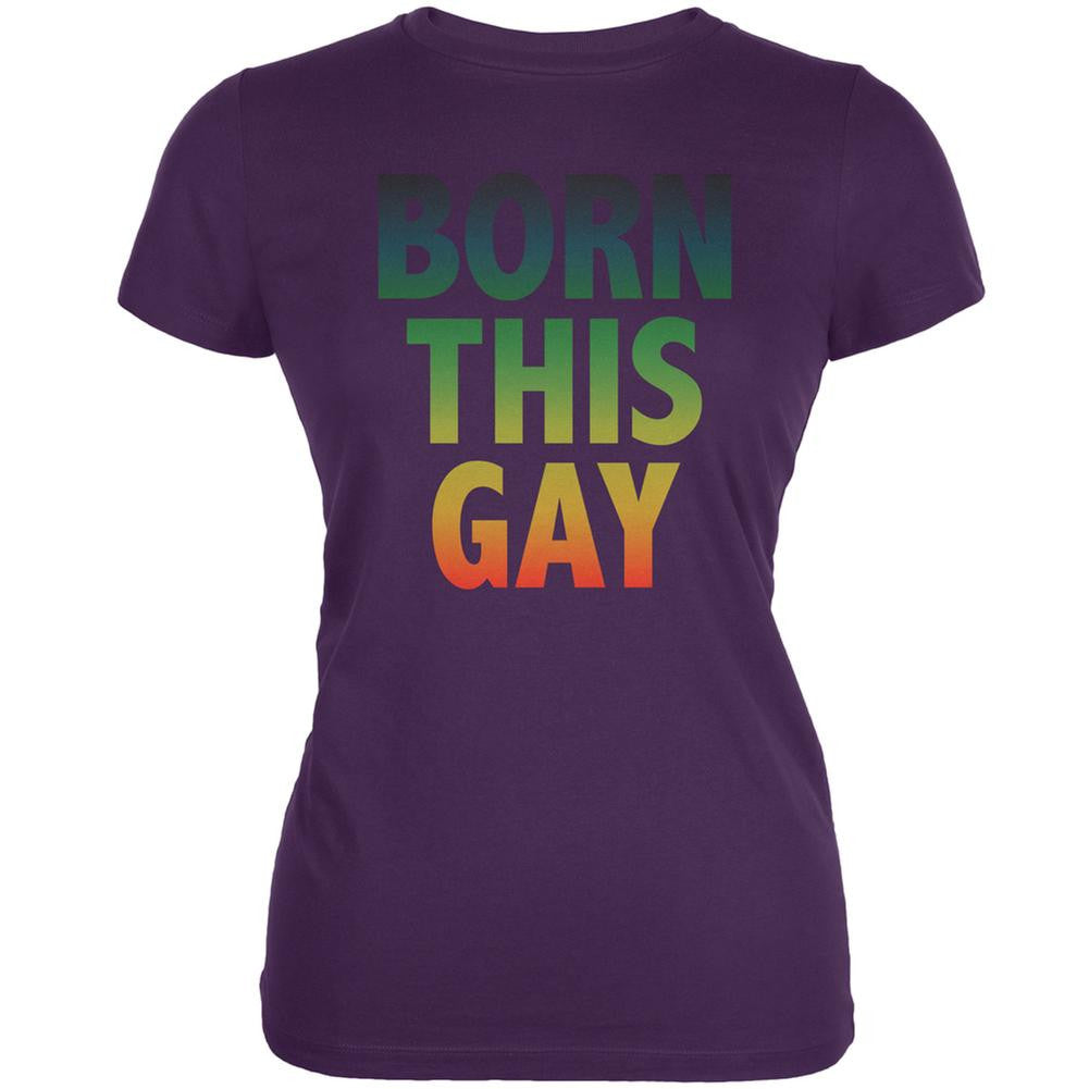 Gay Pride LGBT Born This Gay Purple Juniors Soft T-Shirt Juniors T-Shirts Old Glory 2XL Purple 