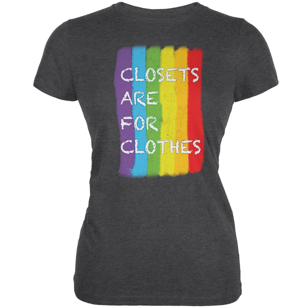 Gay Pride LGBT Closets Are For Clothes Dark Heather Juniors Soft T-Shirt Juniors T-Shirts Old Glory 2XL Grey 