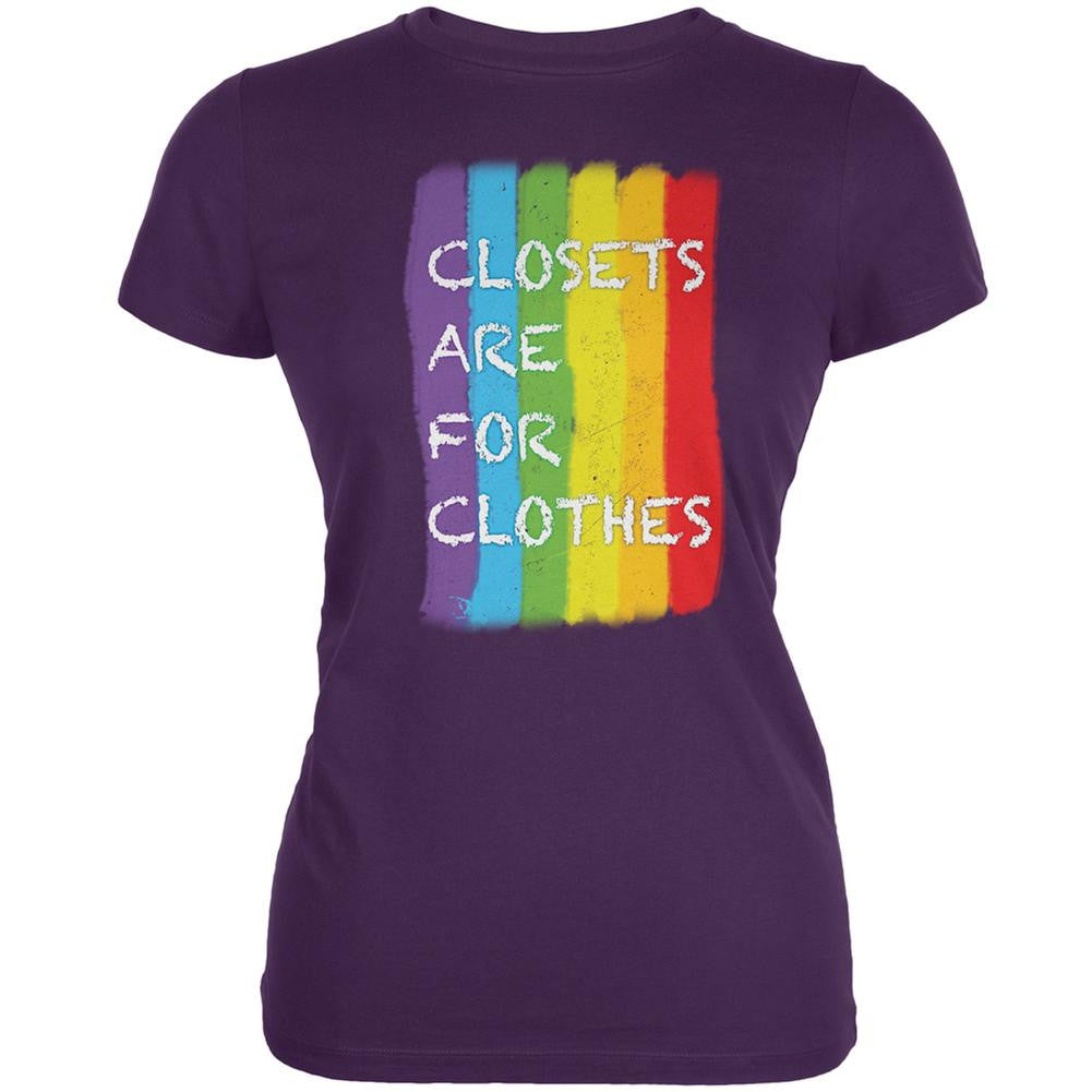 Gay Pride LGBT Closets Are For Clothes Purple Juniors Soft T-Shirt Juniors T-Shirts Old Glory 2XL Purple 