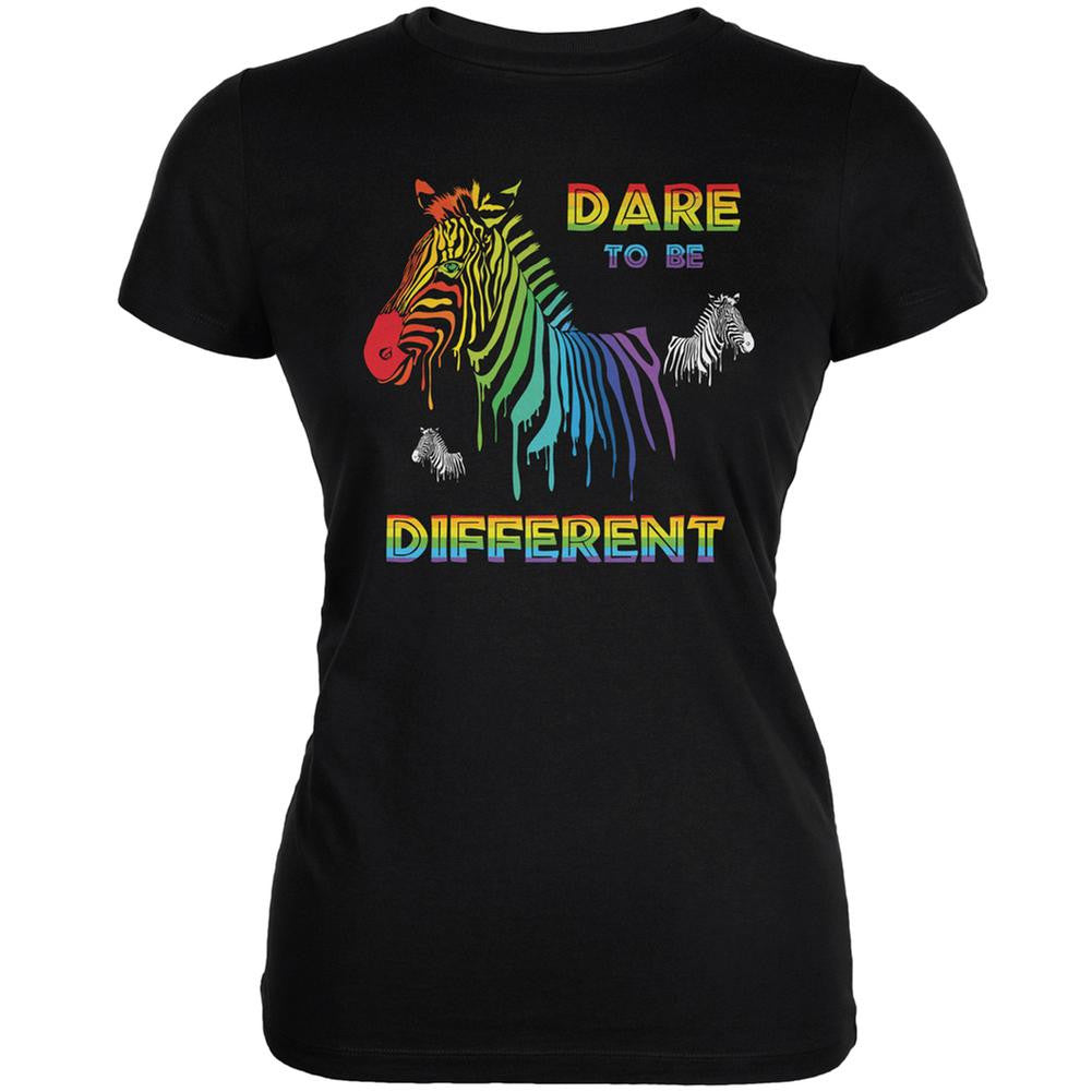 Gay Pride LGBT Dare To Be Different Black Juniors Soft T-Shirt Juniors T-Shirts Old Glory 2XL Black 