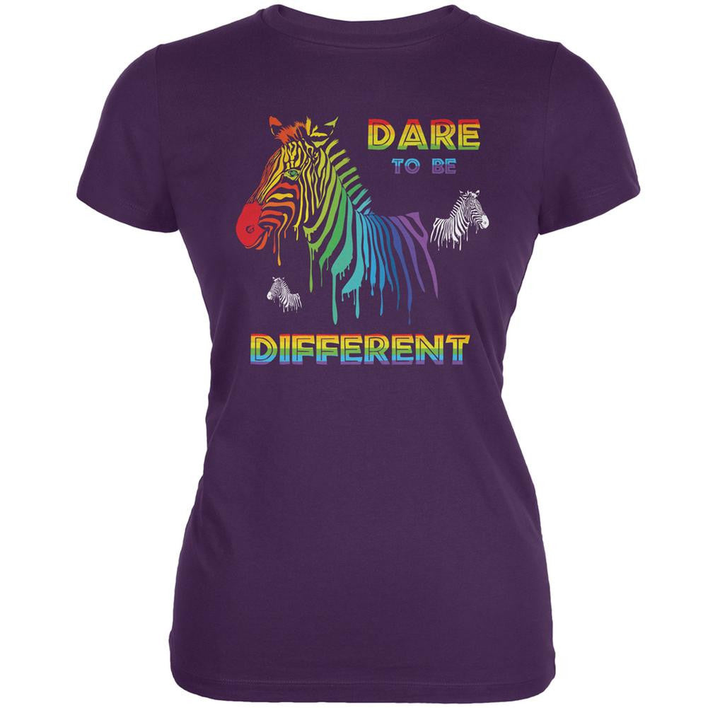 Gay Pride LGBT Dare To Be Different Purple Juniors Soft T-Shirt Juniors T-Shirts Old Glory 2XL Purple 