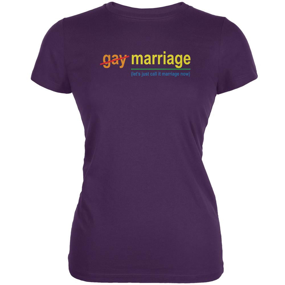 Gay Pride LGBT Let's Just Call It Marriage Purple Juniors Soft T-Shirt Juniors T-Shirts Old Glory 2XL Purple 