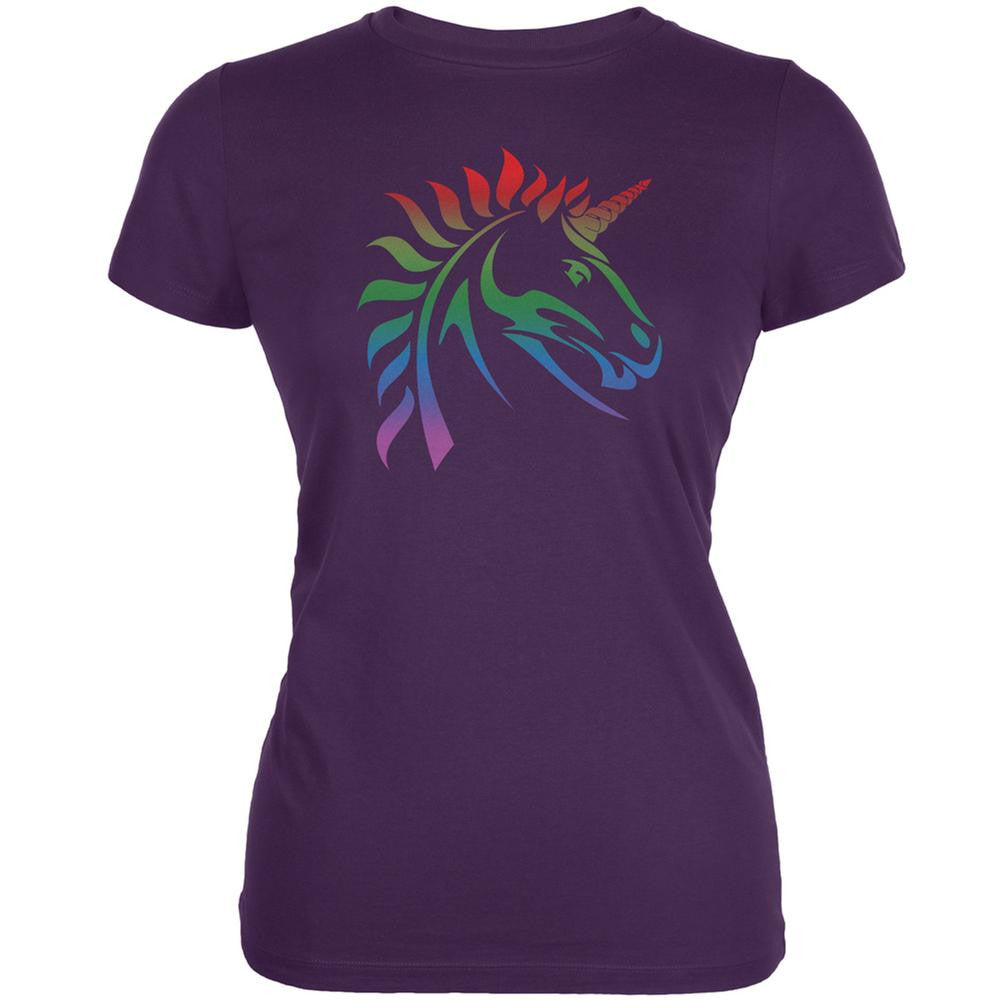 Gay Pride LGBT Rainbow Unicorn Purple Juniors Soft T-Shirt Juniors T-Shirts Old Glory 2XL Purple 