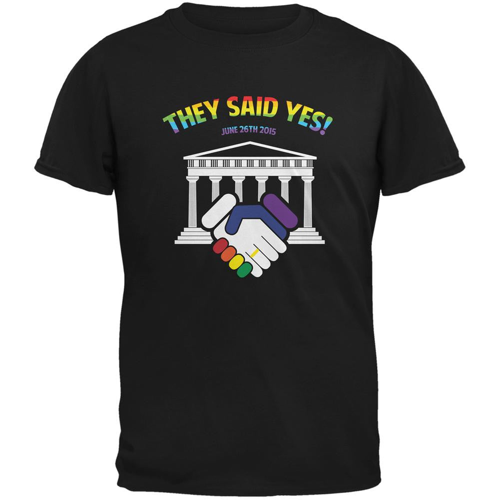 Gay Pride LGBT They Said Yes Black Adult T-Shirt Men's T-Shirts Old Glory 2XL Black 