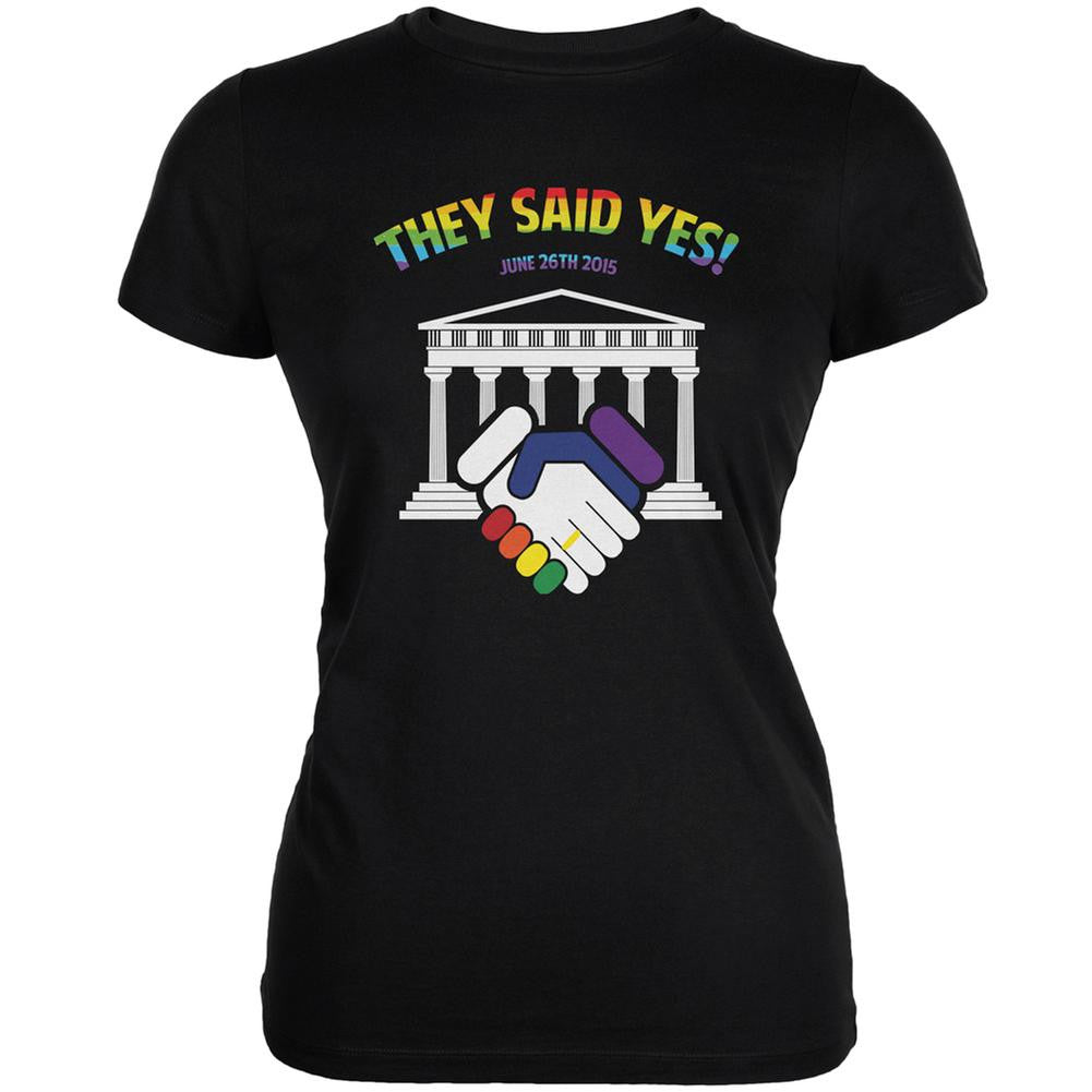 Gay Pride LGBT They Said Yes Black Juniors Soft T-Shirt Juniors T-Shirts Old Glory 2XL Black 