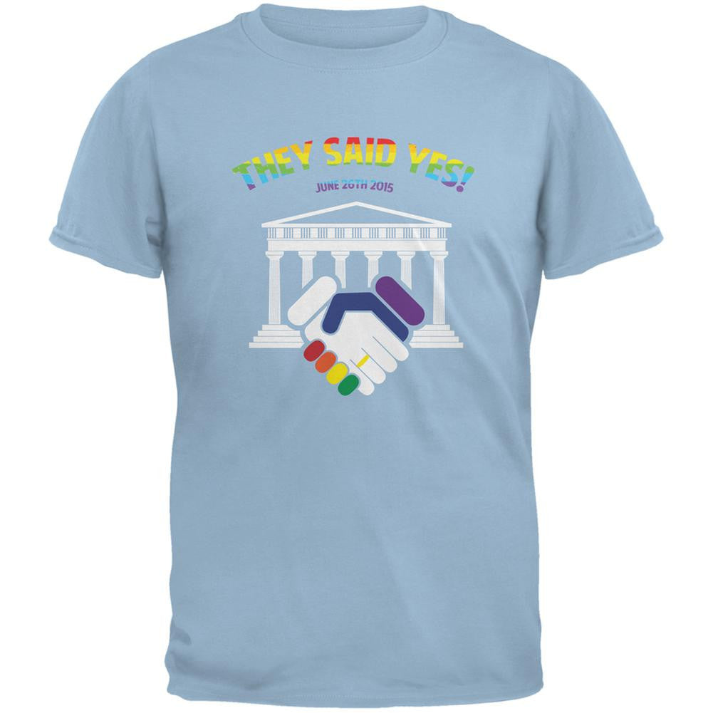 Gay Pride LGBT They Said Yes Light Blue Adult T-Shirt Men's T-Shirts Old Glory 2XL Blue 