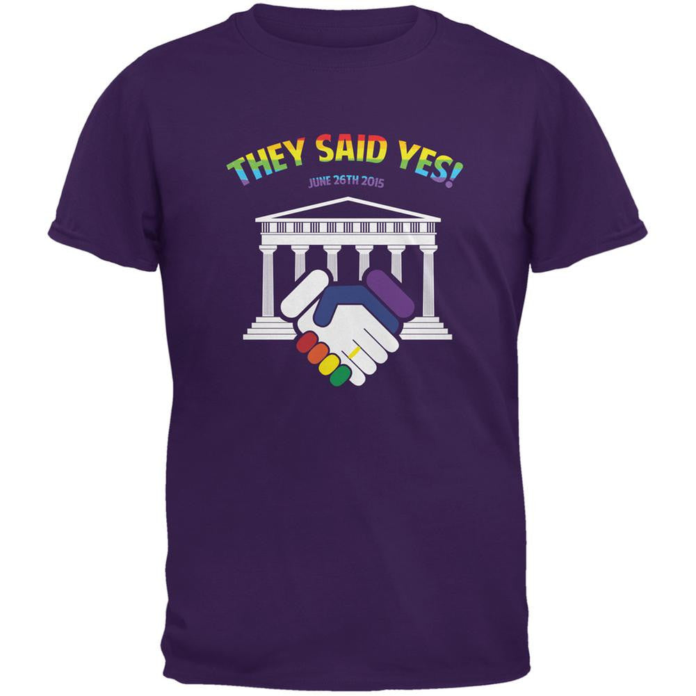 Gay Pride LGBT They Said Yes Purple Juniors Soft T-Shirt Juniors T-Shirts Old Glory 2XL Purple 