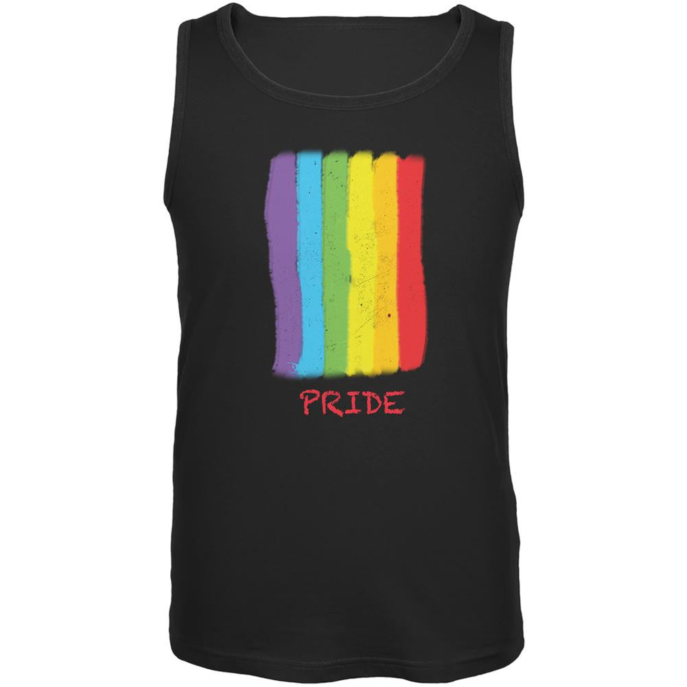 Gay Pride LGBT Vertical Pride Rainbow Black Adult Tank Top Men's Tank Tops Old Glory 2XL Black 