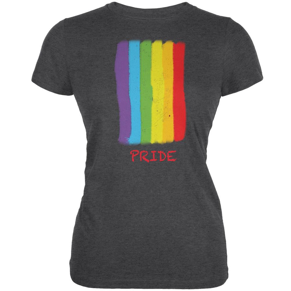 Gay Pride LGBT Vertical Pride Rainbow Dark Heather Juniors Soft T-Shirt Juniors T-Shirts Old Glory 2XL Grey 