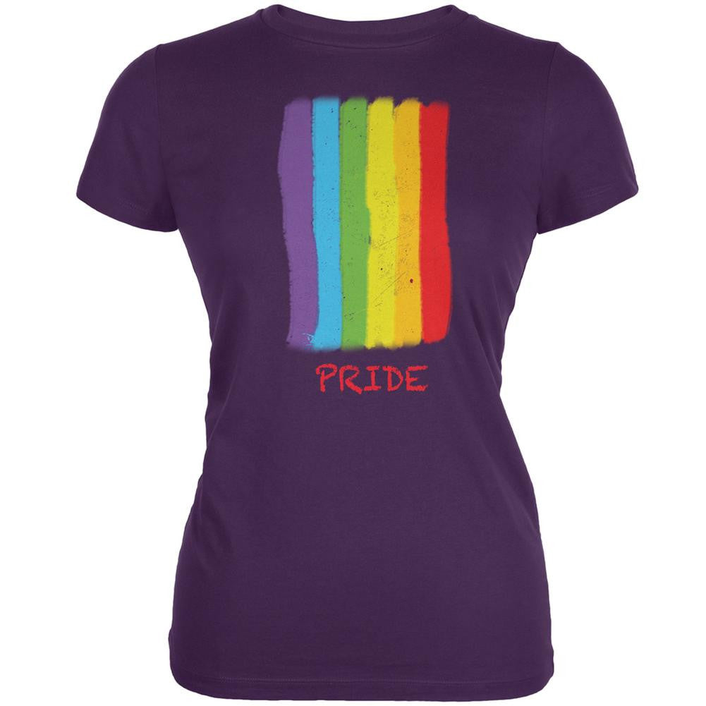 Gay Pride LGBT Vertical Pride Rainbow Purple Juniors Soft T-Shirt Juniors T-Shirts Old Glory 2XL Purple 