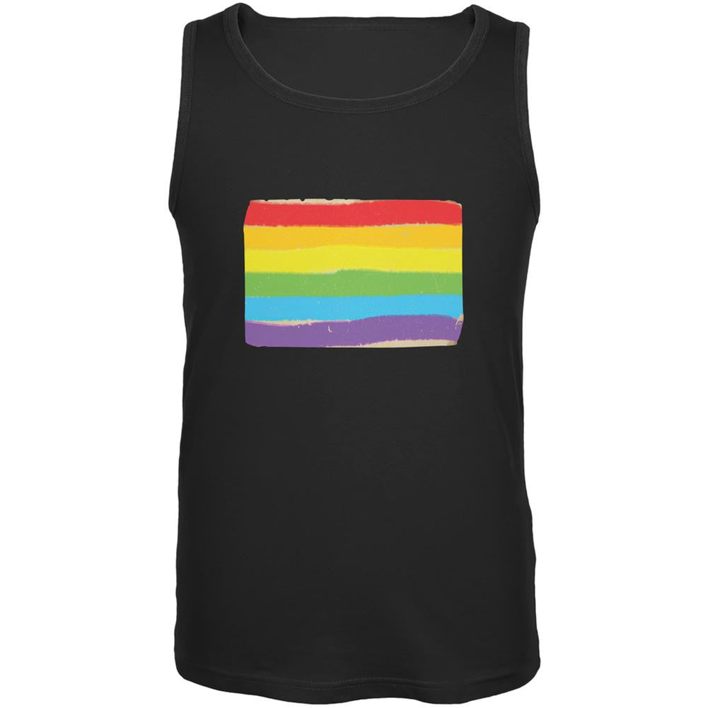 Gay Pride LGBT Vintage Rainbow Black Adult Tank Top Men's Tank Tops Old Glory 2XL Black 