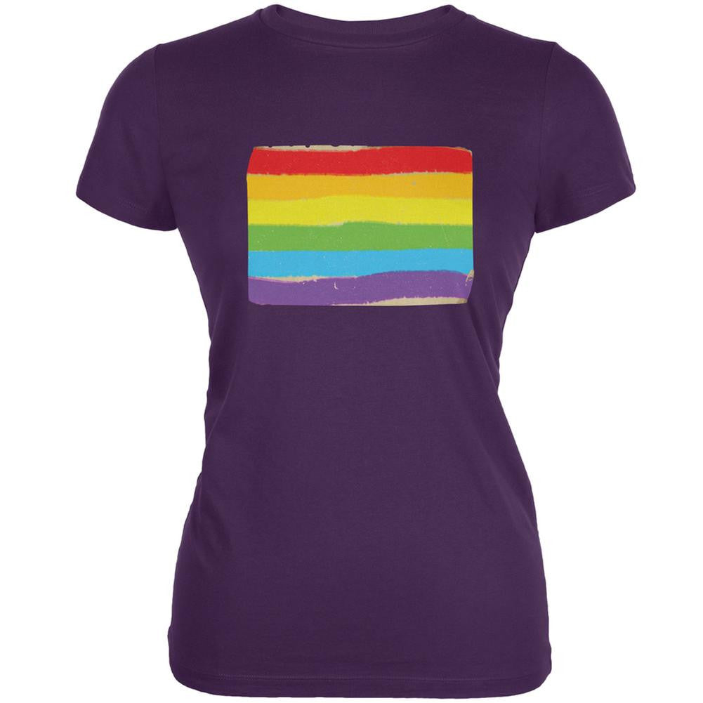 Gay Pride LGBT Vintage Rainbow Purple Juniors Soft T-Shirt Juniors T-Shirts Old Glory 2XL Purple 