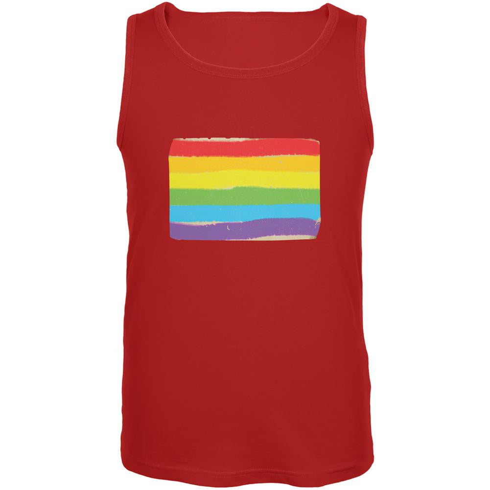 Gay Pride LGBT Vintage Rainbow Red Adult Tank Top Men's Tank Tops Old Glory 2XL Red 