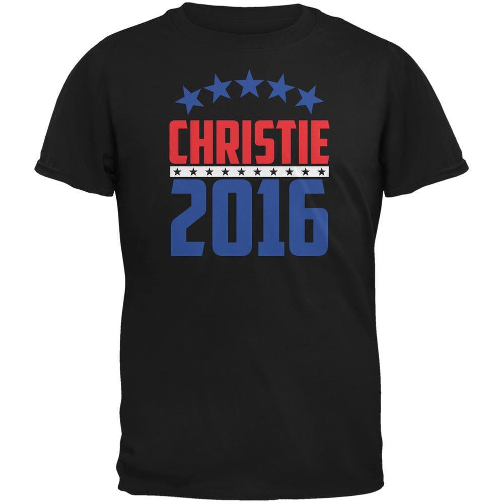 Election 2016 Chris Christie 2016 Arched Stars Black Adult T-Shirt Men's T-Shirts Old Glory 2XL Black 