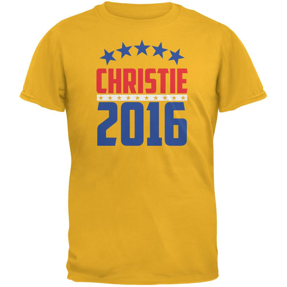 Election 2016 Chris Christie 2016 Arched Stars Gold Adult T-Shirt Men's T-Shirts Old Glory 2XL Yellow 