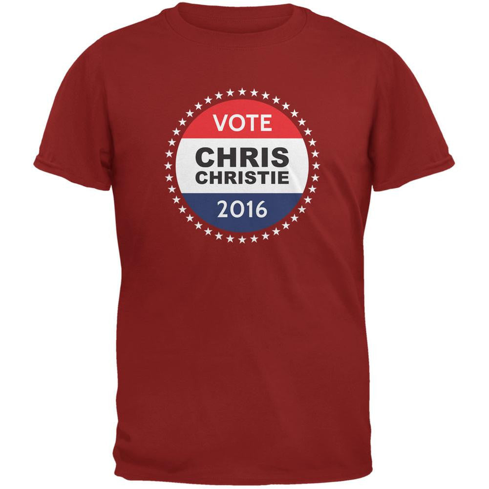 Election 2016 Chris Christie Badge Cardinal Red Adult T-Shirt Men's T-Shirts Old Glory 2XL Red 