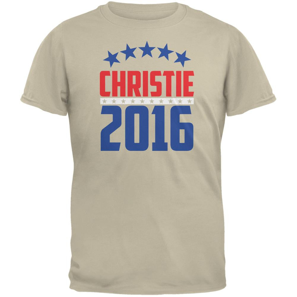 Election 2016 Chris Christie 2016 Arched Stars Sand Adult T-Shirt Men's T-Shirts Old Glory 2XL Off-White 