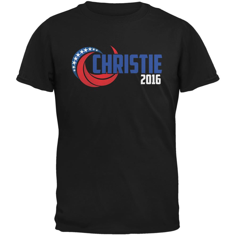 Election 2016 Chris Christie 2016 Swoosh Black Adult T-Shirt Men's T-Shirts Old Glory 2XL Black 