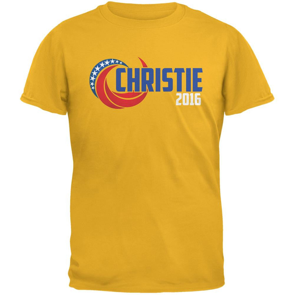 Election 2016 Chris Christie 2016 Swoosh Gold Adult T-Shirt Men's T-Shirts Old Glory 2XL Yellow 