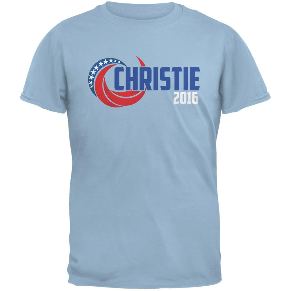 Election 2016 Chris Christie 2016 Swoosh Light Blue Adult T-Shirt Men's T-Shirts Old Glory 2XL Blue 