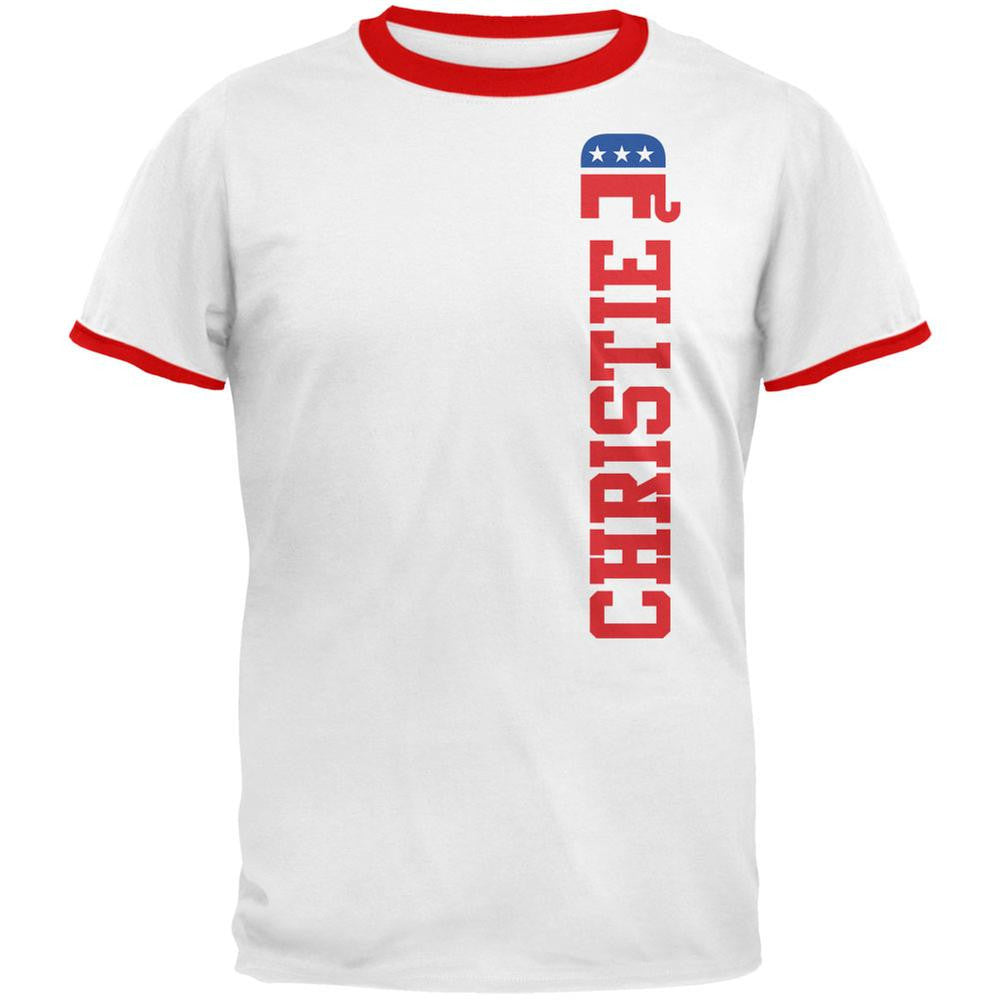 Election 2016 Team Chris Christie White/Red Men's Ringer T-Shirt Men's T-Shirts Old Glory LG White 