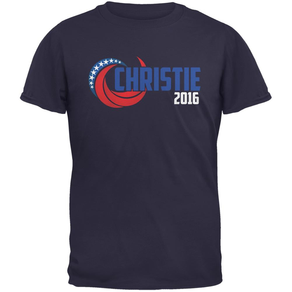 Election 2016 Chris Christie 2016 Swoosh Navy Adult T-Shirt Men's T-Shirts Old Glory 2XL Blue 