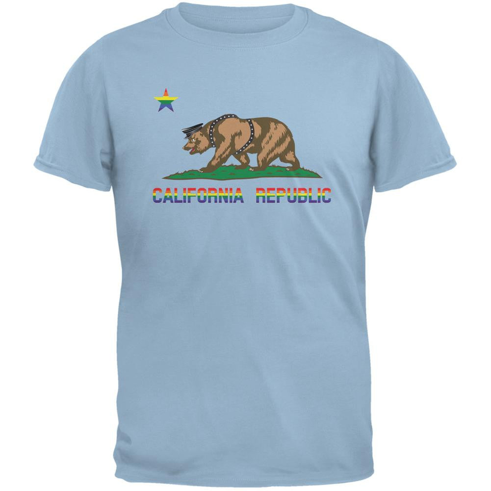 LGBT California Republic Gay Bear Light Blue Adult T-Shirt Men's T-Shirts Old Glory 2XL Blue 