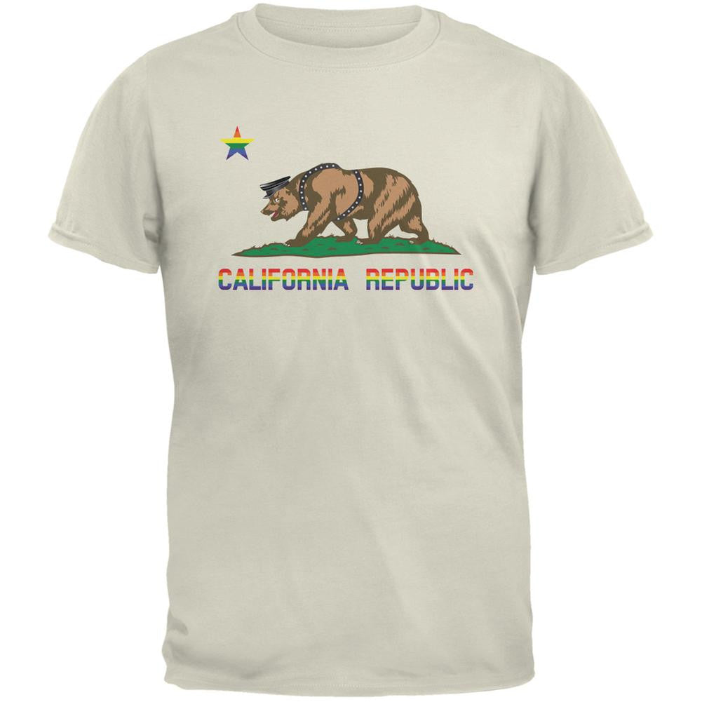 LGBT California Republic Gay Bear Natural Adult T-Shirt Men's T-Shirts Old Glory 2XL Off-White 