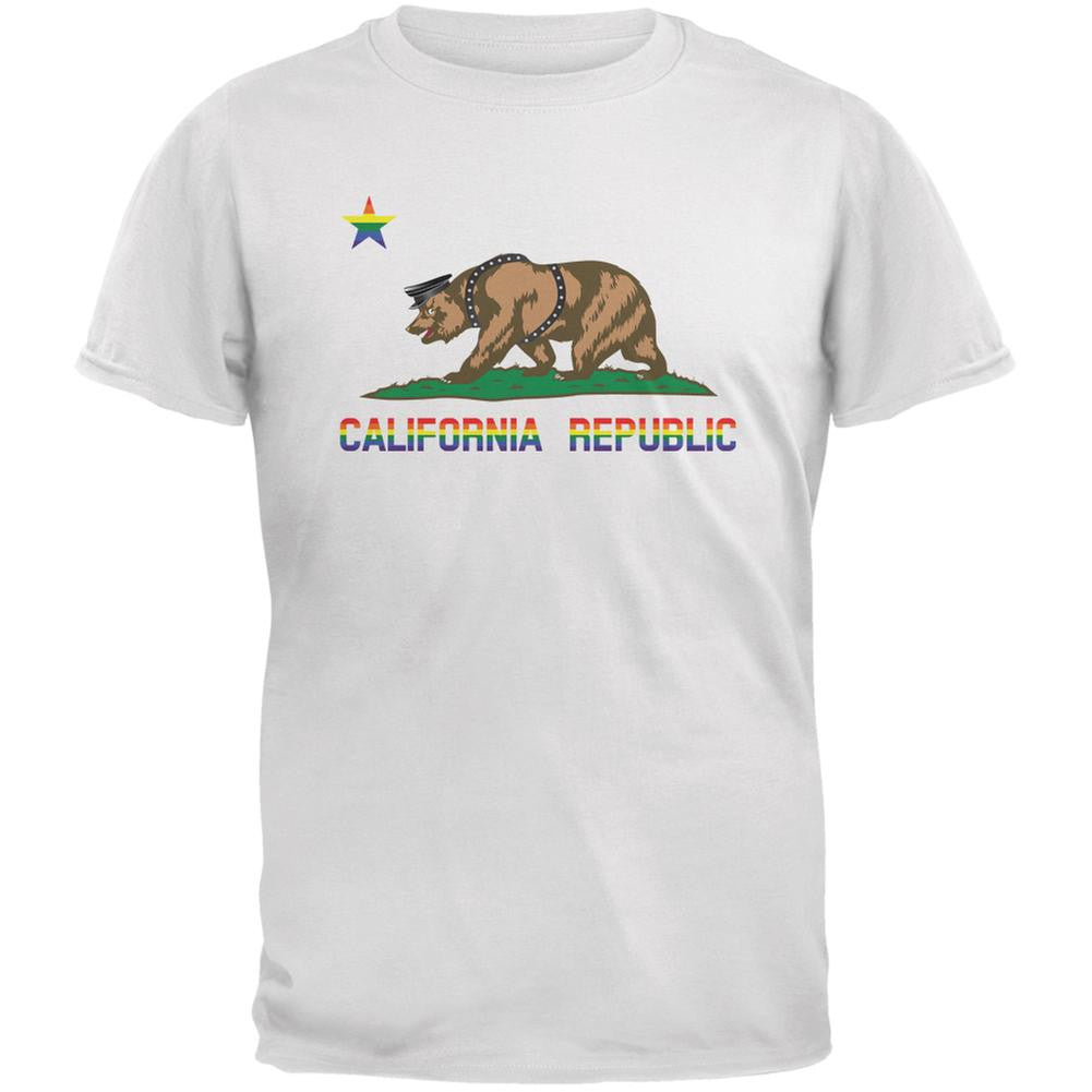 LGBT California Republic Gay Bear White Adult T-Shirt Men's T-Shirts Old Glory 2XL White 