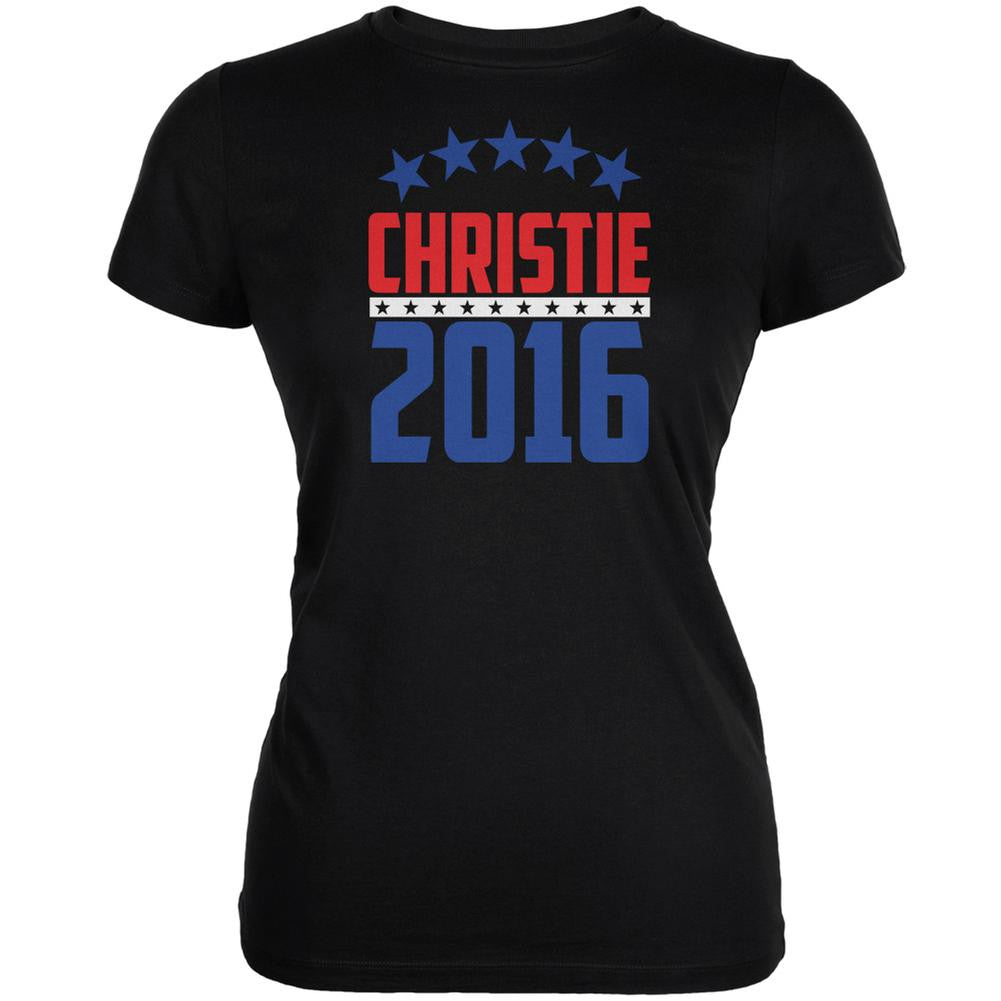 Election 2016 Chris Christie 2016 Arched Stars Black Juniors Soft T-Shirt Juniors T-Shirts Old Glory 2XL Black 