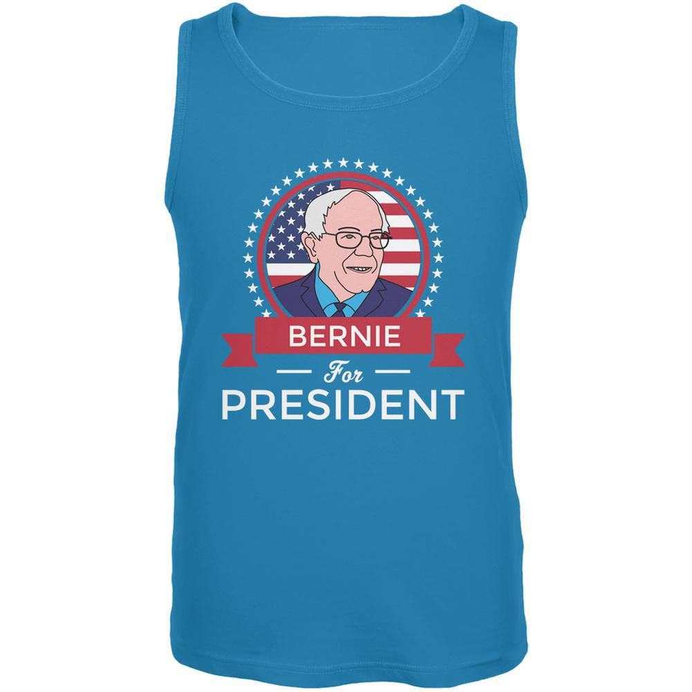 Election 2016 Bernie Sanders President Ribbon Sapphire Adult Tank Top Men's Tank Tops Old Glory LG Blue 