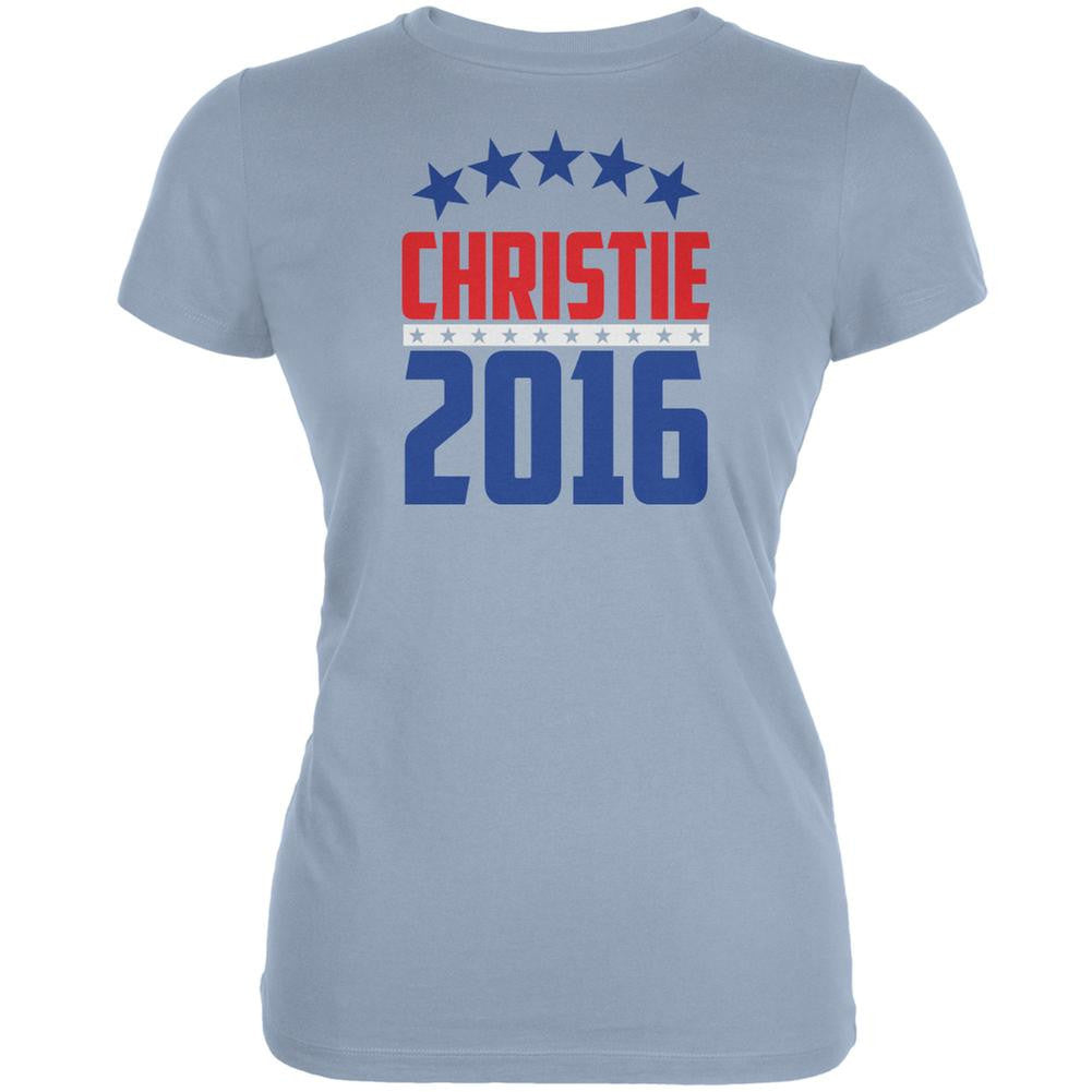 Election 2016 Chris Christie 2016 Arched Stars Light Blue Juniors Soft T-Shirt Juniors T-Shirts Old Glory 2XL Blue 