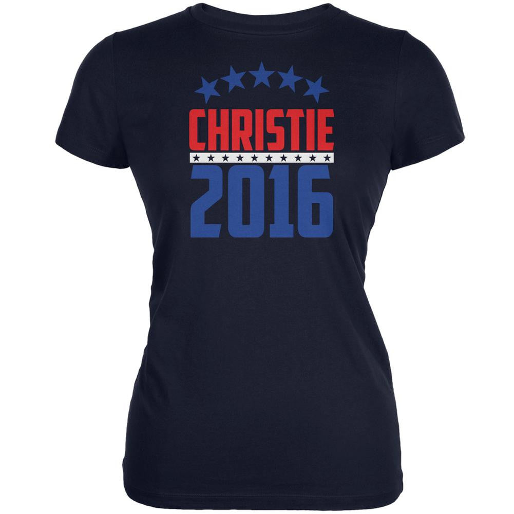 Election 2016 Chris Christie 2016 Arched Stars Navy Juniors Soft T-Shirt Juniors T-Shirts Old Glory 2XL Blue 