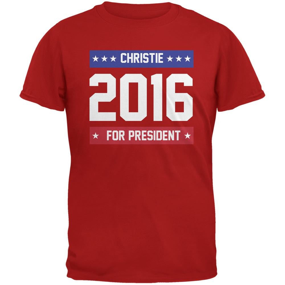 Election 2016 Christie For President Logo Red Adult T-Shirt Men's T-Shirts Old Glory 2XL Red 