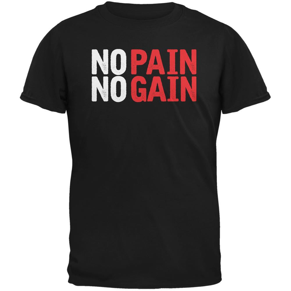 No Pain No Gain Black Adult T-Shirt Men's T-Shirts Old Glory 2XL Black 