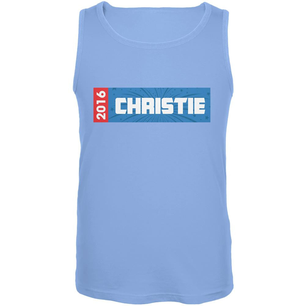 Election 2016 Christie Rectangle Logo Carolina Blue Adult Tank Top Men's Tank Tops Old Glory 2XL Blue 