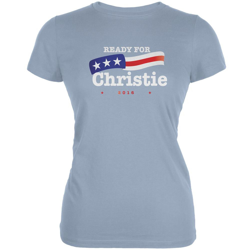 Election 2016 Ready for Christie Light Blue Juniors Soft T-Shirt Juniors T-Shirts Old Glory 2XL Blue 