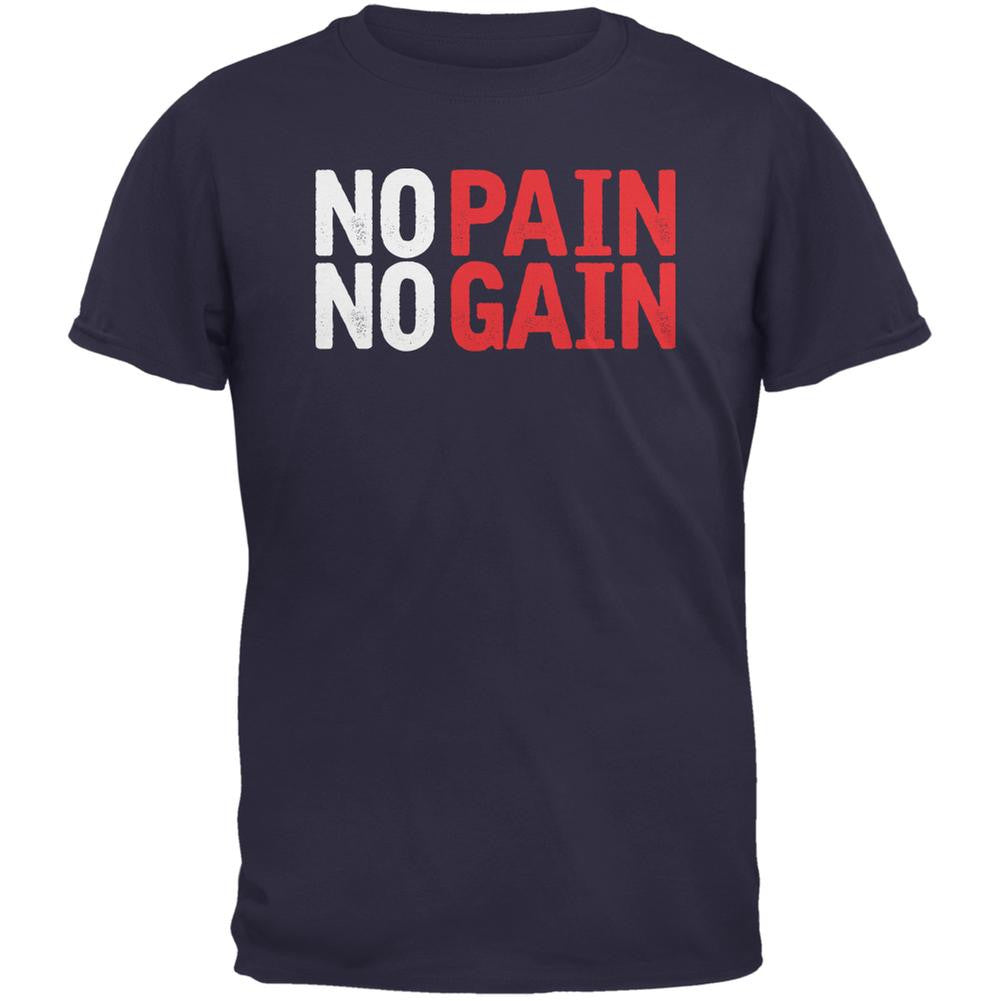 No Pain No Gain Navy Adult T-Shirt Men's T-Shirts Old Glory 2XL Blue 