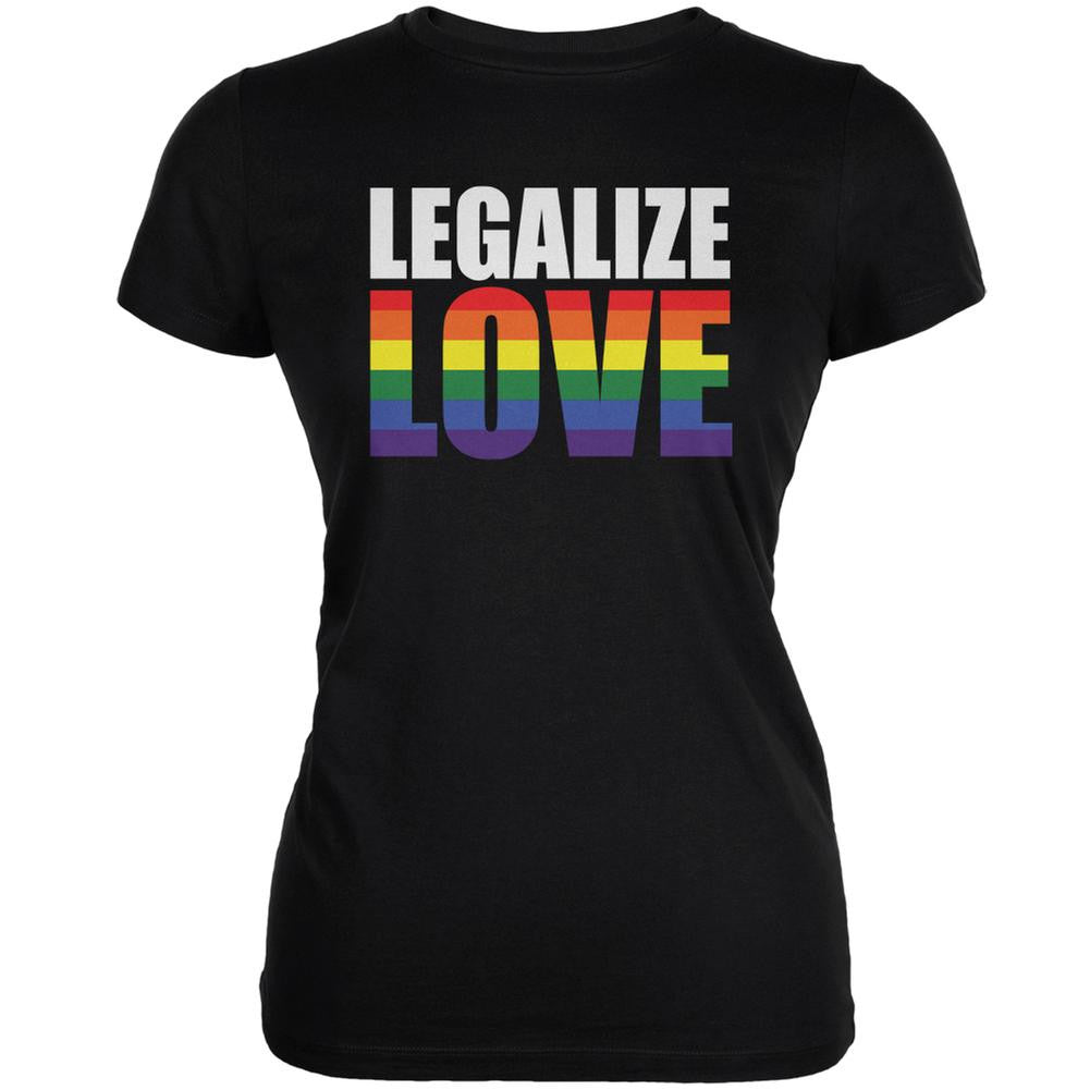 LGBT Legalize Love Rainbow Black Juniors Soft T-Shirt Juniors T-Shirts Old Glory 2XL Black 