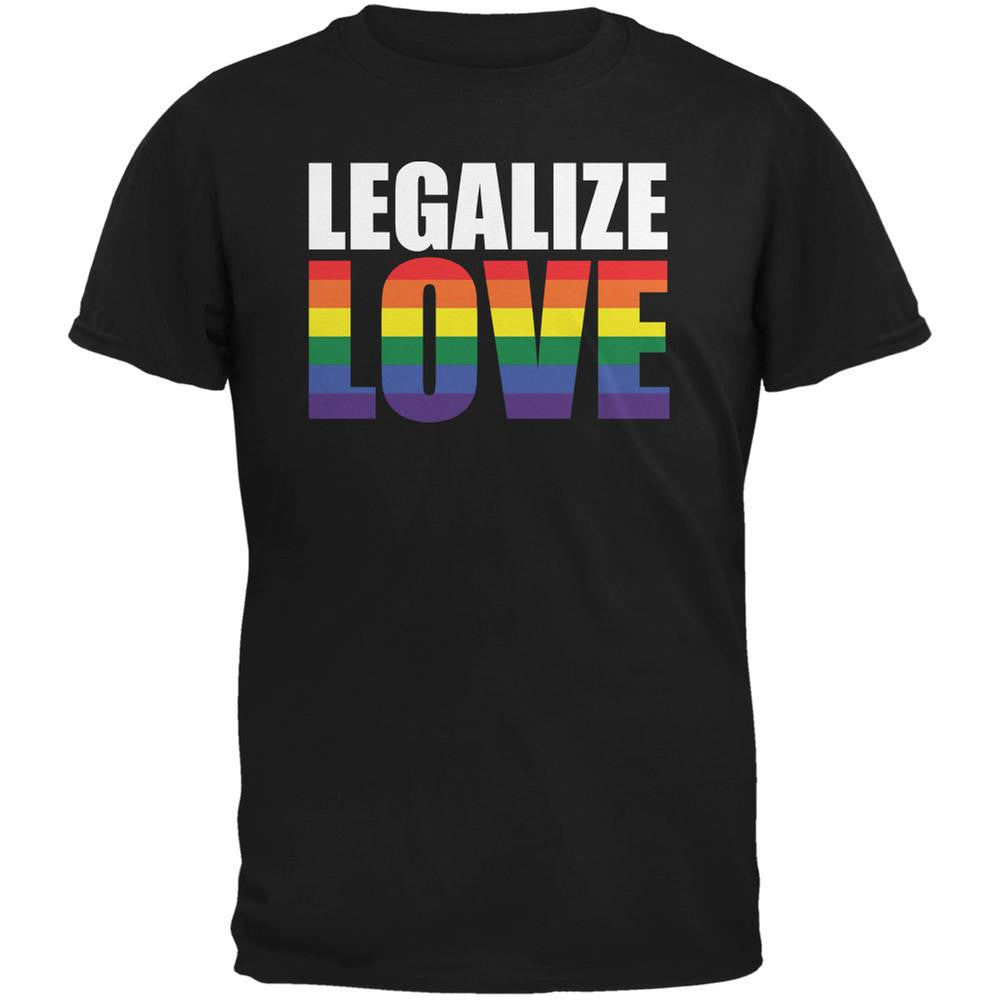 LGBT Legalize Love Rainbow Black Adult T-Shirt Men's T-Shirts Old Glory 2XL Black 